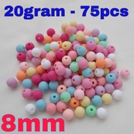 Mote Bulat Doff Pastel 8mm - Manik Bulat Pastel 20gram 