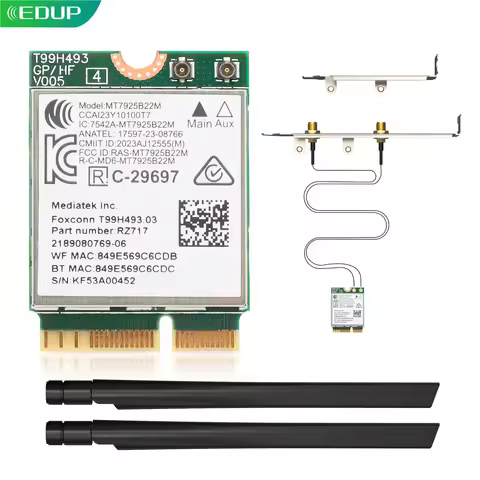 EDUP MT7925 Pro WiFi 7 Wireless Network Card Tri Band 6GHz 5GHz 2.4GHz Bluetooth 5.4 OFDMA Adapter f