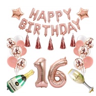 Rose Gold Theme Birthday Decoration Balloon Set 16 21 30 40 50 Years Old Decoration Children Birthda