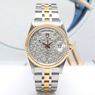 Tudor TUDOR Men's Watch M76213-0008 Prince Series Watch 36mm Gold Date Week Display Diamond Mechanical Watch Silver White