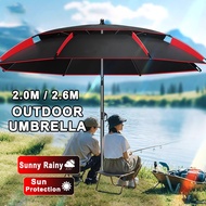 2.0M/2.6M Big Fishing Umbrella Adjustable Beach Sun Shade Camping Umbrella Patio Parasol Thickened S