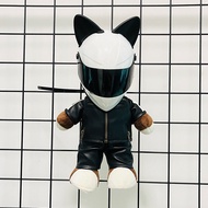 Motorcycle Doll Bear Helmet Cat Ears Solid Color Riding Decoration Pendant Motorcycle Motorcycle Pet