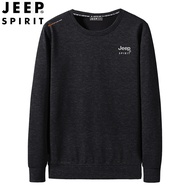 JEEP SPIRIT เสื้อกันหนาวผู้ชายขนาดใหญ่ใหม่หลวมเสื้อกันหนาวผู้ชายรอบคอแขนยาว Bottoming เสื้อ