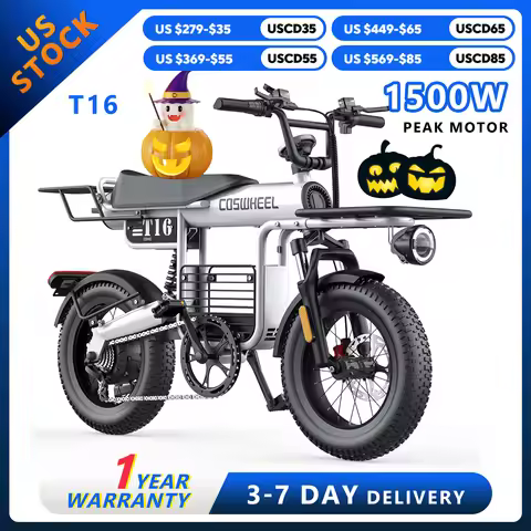 COSWHEEL T16 Electric Bicycle 1500W PEAK Motorcycle 48V 20Ah Battery Commute Electric Bike 16'' Fat 