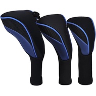 Golf Club Head Covers Set (3 Pieces) for Fairway Woods, Driver, and Hybrids - Long Neck Mesh Design 
