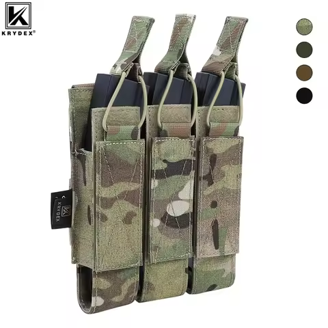 KRYDEX Triple Mag Pouch For MP5 MP7 KRISS Tactical Modular MOLLE Open-Top SMG Magazine Pouch Carrier