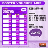 POSTER KONTER DAFTAR HARGA VOUCHER KUOTA AXIS (CUSTOM)