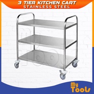 Mytools Heavy Duty Restaurant Dining 3 Tier Stainless Steel Food Kitchen Trolley Cart (M) 85cm(L) X 