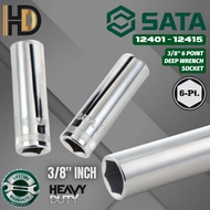 SATA 3/8" DR Wrench Socket / Deep Long Type / 8MM - 22MM / LIFETIME WARRANTY / 12401 - 12415