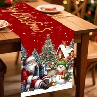 1pc Extra Long Christmas Table Runner - Large 180x35cm (70x14in) Red & Golden Holiday Table Decor Wi