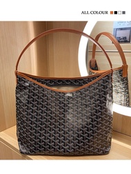 GOYARD กระเป๋าทรงสี่เหลี่ยมมีหูหิ้วสะพายไหล่สีน้ำตาลสำหรับสตรีกระเป๋าขนาดใหญ่รักแร้สะพายไหล่ข้างเดียวความจุมาก2023ปีนี้