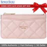Kate Spade Wallet In Gift Box Natalia Large Slim Card Holder Rose Smoke Pink # WLRU6343