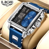 LIGE Watch Men Sports Dual Display Silicone Strap Waterproof Luxury Quartz Wristwatch