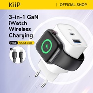 KiiP WH32 3-in-1 Fast Charging Adapter Charger GaN6 22W USB-A USB-C iWatch Wireless Charging/