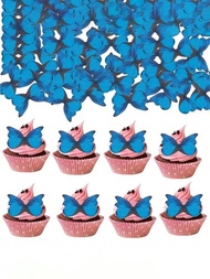 20入組蝴蝶蛋糕裝飾、可食用藍色蝴蝶紙,杯子蛋糕裝飾、蛋糕頂部裝飾