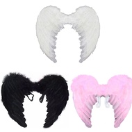 LU Gothic Angel Wings Costume Soft Feathered Angelic Wings Cupid Costume for Adult