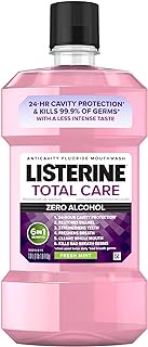 Listerine Total Care Alcohol-Free Anticavity Mouthwash, 6 Benefit Fluoride Mouthwash for Bad Breath and Enamel Strength, Fresh Mint Flavor, 1 L