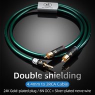 HIFI 4.4mm to 2RCA HiFi OCC anti-noise and anti-interference 4.4 balanced one-to-two power amplifier