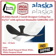 ALASKA BuraH Designer Ceiling Fan 43 with optional Dimmable SAMSUNG LED| Singapore Warranty
