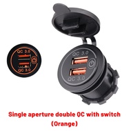 12V 36W Quick Charge 3.0 Dual USB Car Charger USB Fast Charger with Switch for Boat Motorcycle Truck Sedan