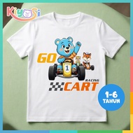 Kiyosi Unisex T-shirt for Children with Cute Animal Characters Gocart Ages 1-6 Years.