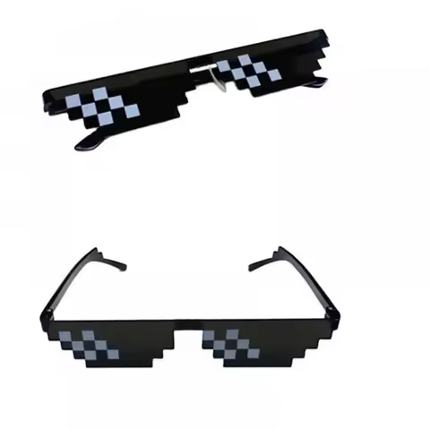 Thug Life Mosaic Glasses Sunglasses Men Women 8 Bit Coding Pixel Trendy Cool Super Party Funny Vinta