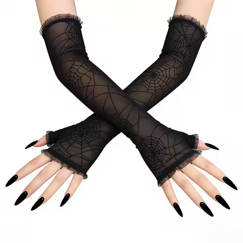 Spider Web Sun Protection Sleeves Dark Gothic Style Spider Web Sun Protection Sleeves Summer Full-Fi
