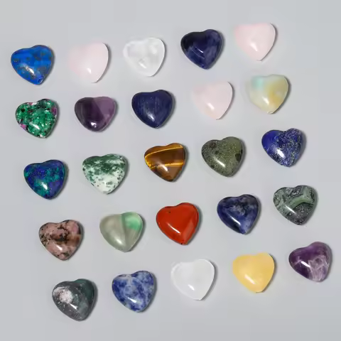 6pcs/lot 14mm Love Heart Amethyst Lapis Lazuli Labradorite Beads Natural Stone Spacer Beads for Jewe