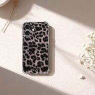 1pc Creative Feather Mesh Leopard Print Transparent Airbag Shockproof Phone Case Compatible With App