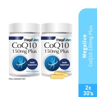 MEGALIVE Coq10 150mg Plus 30's X 2 for Coq10 Supplement, Q10 Supplement, Coenzyme q11 HTM Pharmacy