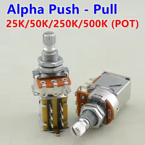 1 Piece Alpha Push Pull Potentiometer(POT) For Electric Guitar Bass 25K/B50K/250K/500K- KR(Origin)