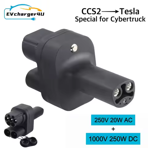 EVcharger4U for Tesla Cybertruck CCS2 to NACS EV Adapter 250KW DC 8KW AC Fit Model 3/X/Y CCS2 Combo 