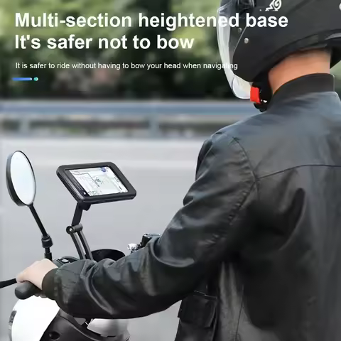 Waterproof Motorcycle Phone Mount IP67 Shockproof Case 360 Rotation Handlebar Mirror Stem Holder for