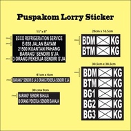 Puspakom Lorry Sticker - Custom Made Lorry Company / Sticker Lori JPJ Aksesori BDM BTM With Laminate