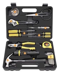 全城熱賣 - 【18件裝】五金工具箱 家用五金套装 電工膠布 剪刀 扳手 電筆 螺絲批 一字批 卷尺 電筒 羊角錘子 六角匙批 士巴拿 鋼絲鉗