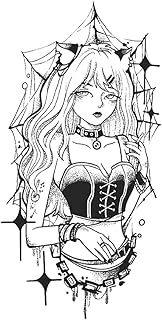 Best Friend Tattoos,Catfashiongirlspiderweb,Cat Tattoos,Water-Resistant,Real Tattoo Look,Lasts 1-2 W