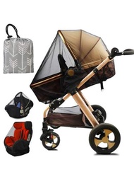 專屬設計的嬰兒推車,超細網織物,每平方英寸670個超密集網孔,防踢帶和收納袋,時尚百搭,黑色