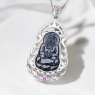 墨翠翡翠觀音菩薩項鍊 925純銀 | 天然緬甸玉翡翠A貨 | 送禮