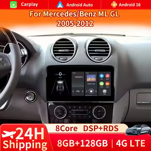 Android 16 for Mercedes Benz ML GL W164 ML350 ML500 GL320 X164 ML280 GL350 GL450 Car Radio 4G+WIFI C