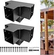4-Way Pergola Right Corner Brackets Kit, DIY Woodwork Brackets for 6" x 6" (Actual:5.5" x 5.5") Lumb