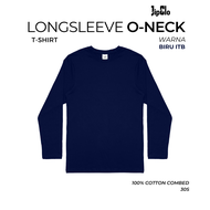 Kaos Oneck Polos JIPCLO Biru ITB Cotton Combed 30S Pria Tshirt Oblong Premium Cowok Lengan Panjang