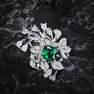 AIFEI JEWELRY For Adjustable 純銀戒指 Women Ring Emerald Silver Sterling Perempuan Perak Original 925 Cincin Princess Accessories Korean R2577