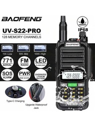 Baofeng 公里高功率ip68防水對講機type-c充電器n771 Uhf Vhf長距離128通道電臺無線電