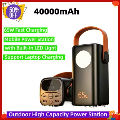 40000mAh Power Bank 65W Bidirectional Fast Charging Outdoor Power Supply Polymer Battery for Laptop 