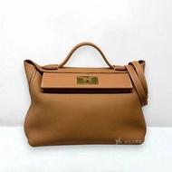 A13080-Hermes 2424-29 金棕Togo皮金釦手提肩背包