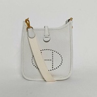 HERMES EvelyneMini160U新白色TC皮B刻金扣肩背包