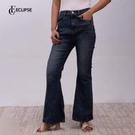 【Joyful Mart】Blueberry Bootcut Jeans Wanita – High Waist Denim Stretchable Flared Celana Trendy by E