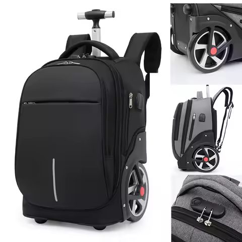 Large Wheel Travel Bag Trolley Case 35/42L Large Capacity Backpack Carry-on Bag Short-distance Trave