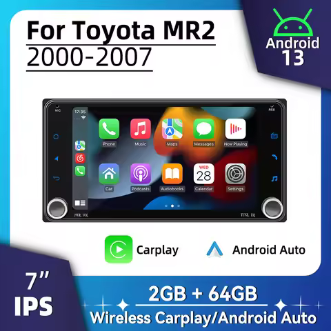 7" Screen Android 2 Din Car Radio for Toyota MR2 MR 2 2000-2007 Wireless Carplay, Android Auto Multi