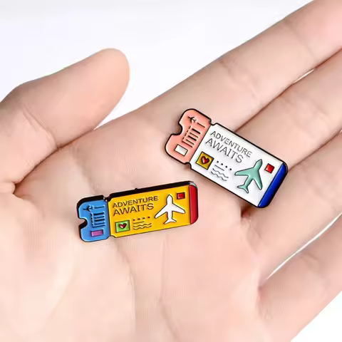 Creative Metal Badge Brooch Fashion All Match Flight Ticket Enamel Badge for Friend Gift Backpack Ha
